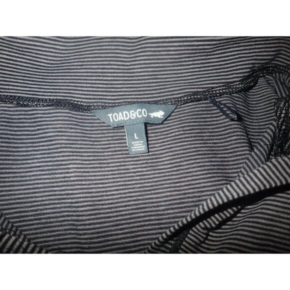 Toad & Co women‎ 1/4 Zip Long sleeve Top Large Gray Black Stripe Base Layer - Picture 6 of 6